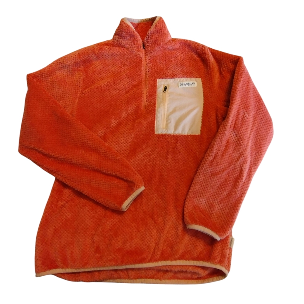 Magellan Outdoors Orange Textured Fleece Pullover 1/4 Zip XS